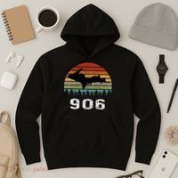 Upper Peninsula Michigan Mi Up Retro 906 Yooper Hoodie thumb 3