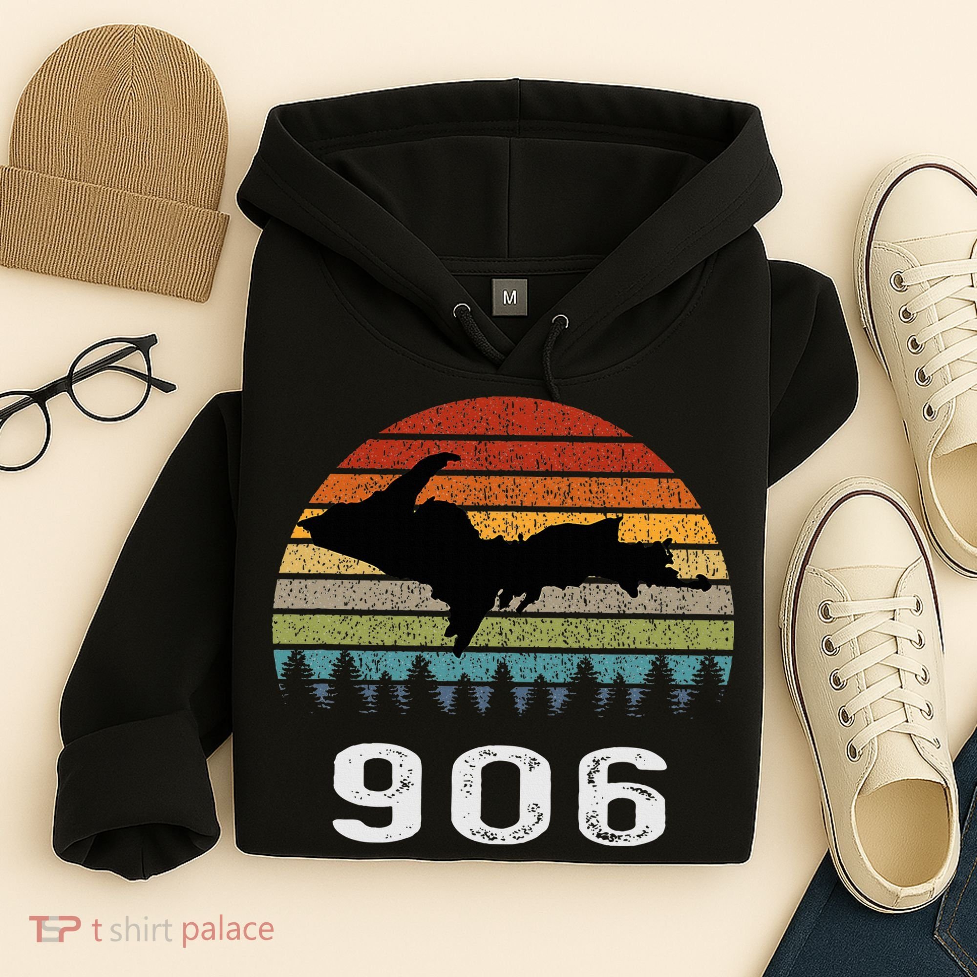 Upper Peninsula Michigan Mi Up Retro 906 Yooper Hoodie
