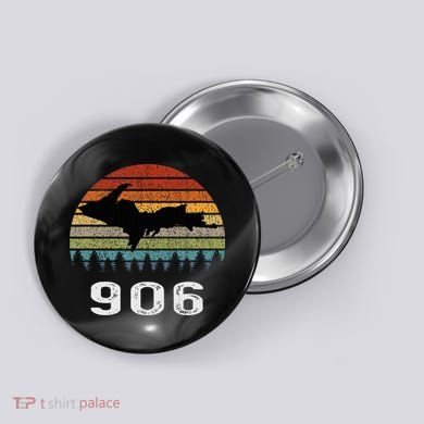 Upper Peninsula Michigan Mi Up Retro 906 Yooper Button