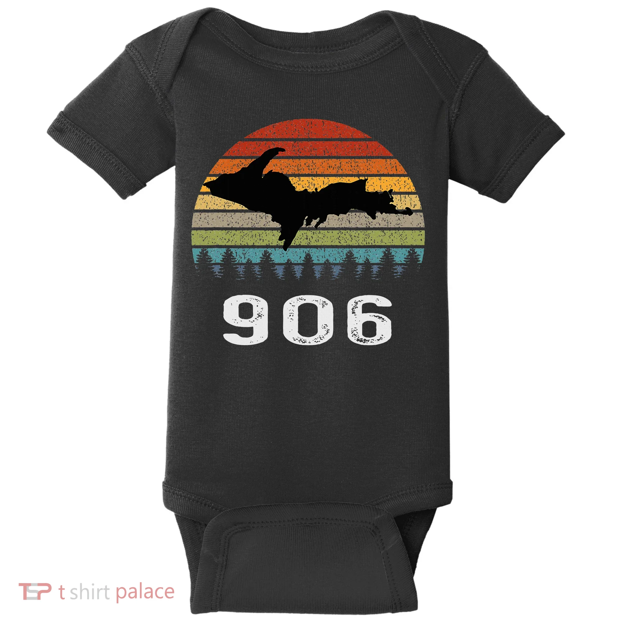Upper Peninsula Michigan Mi Up Retro 906 Yooper Baby Bodysuit