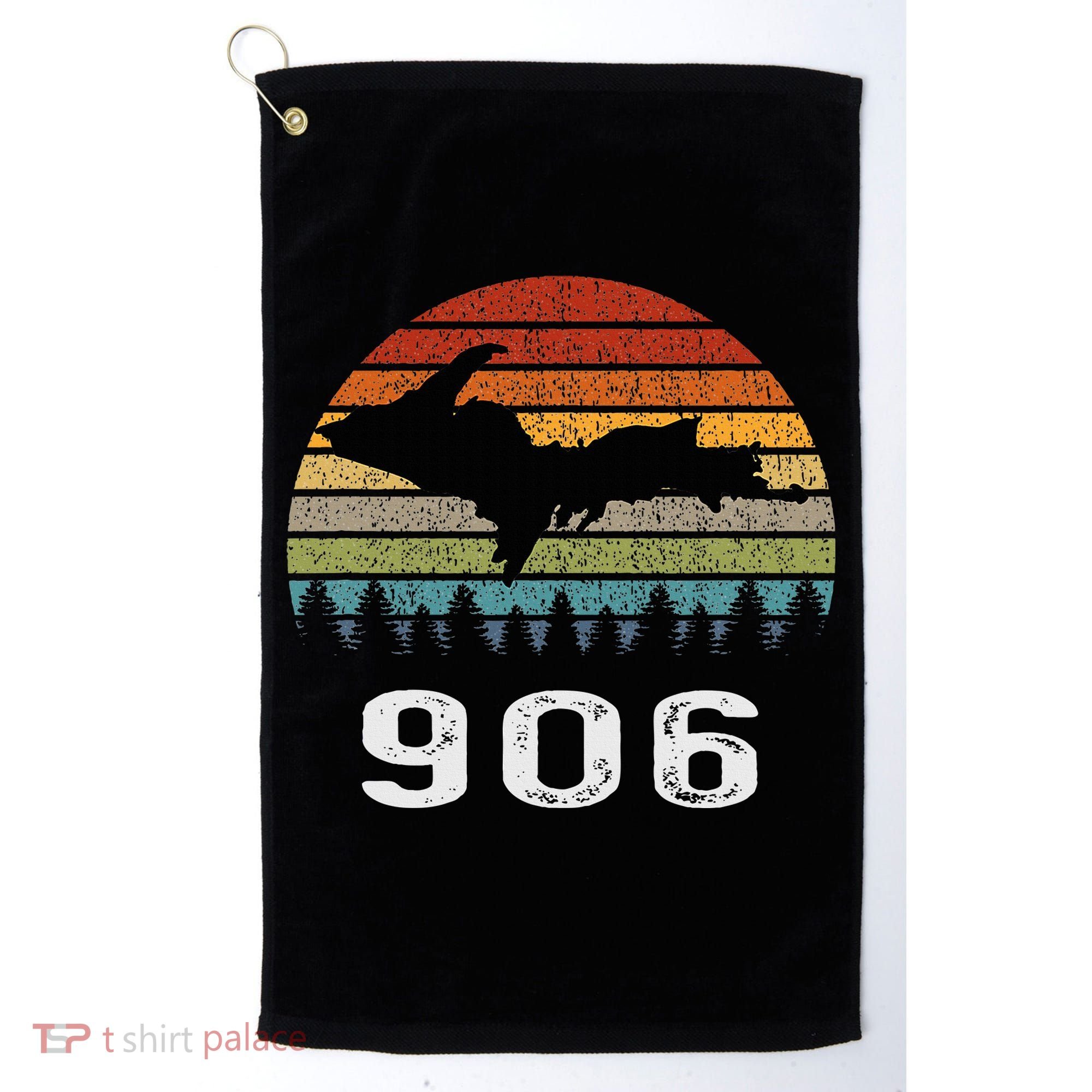Upper Peninsula Michigan Mi Up Retro 906 Yooper Golf Towel