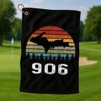 Upper Peninsula Michigan Mi Up Retro 906 Yooper Golf Towel thumb 1