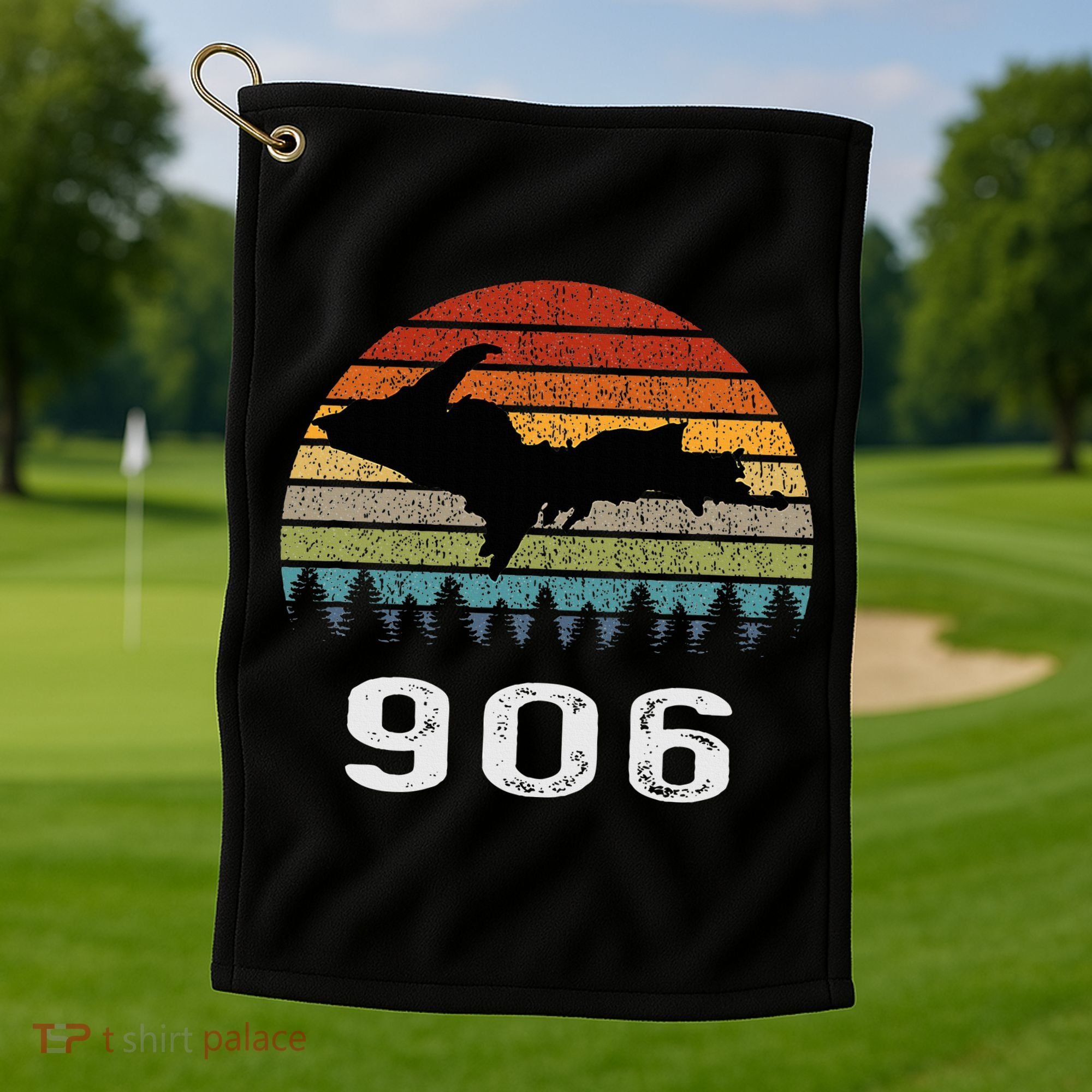 Upper Peninsula Michigan Mi Up Retro 906 Yooper Golf Towel