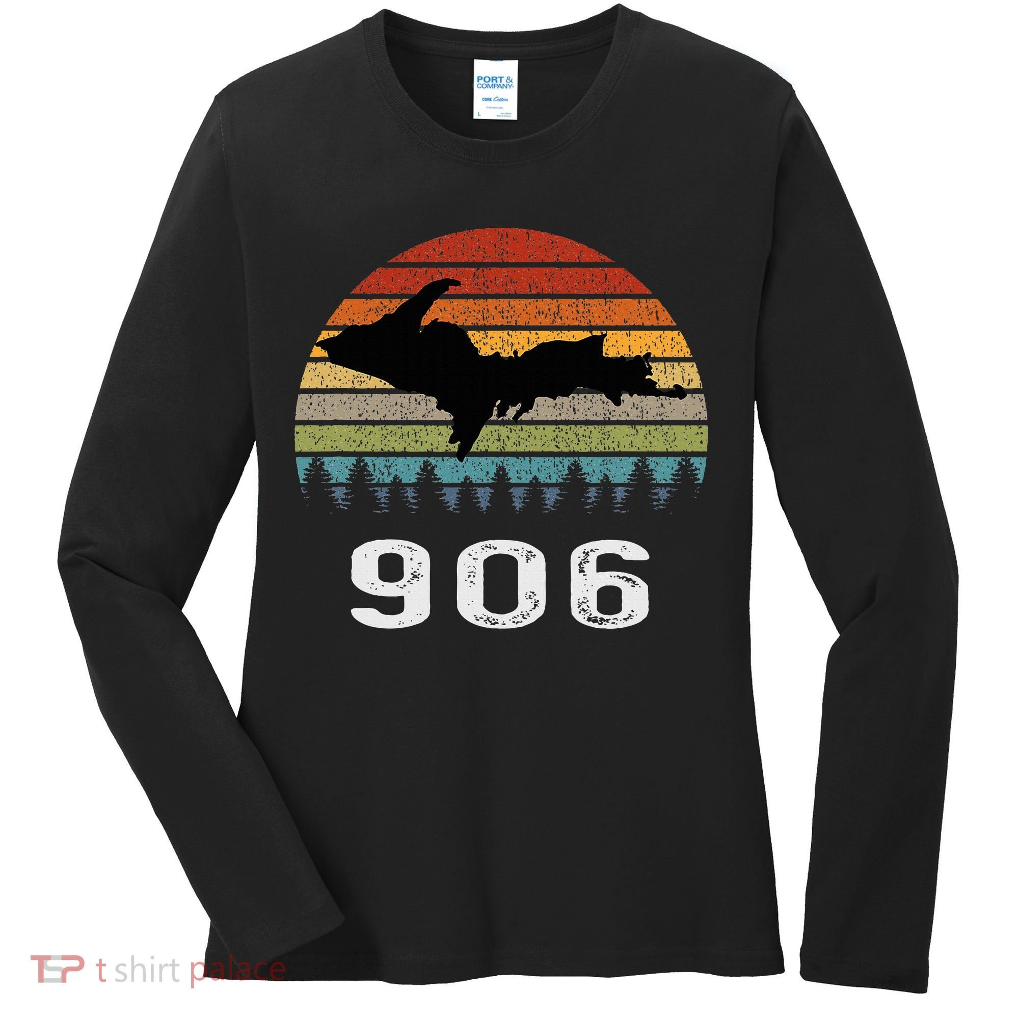 Upper Peninsula Michigan Mi Up Retro 906 Yooper Women's Long Sleeve Shirt