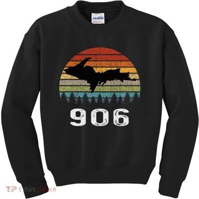 Upper Peninsula Michigan Mi Up Retro 906 Yooper Kids Sweatshirt