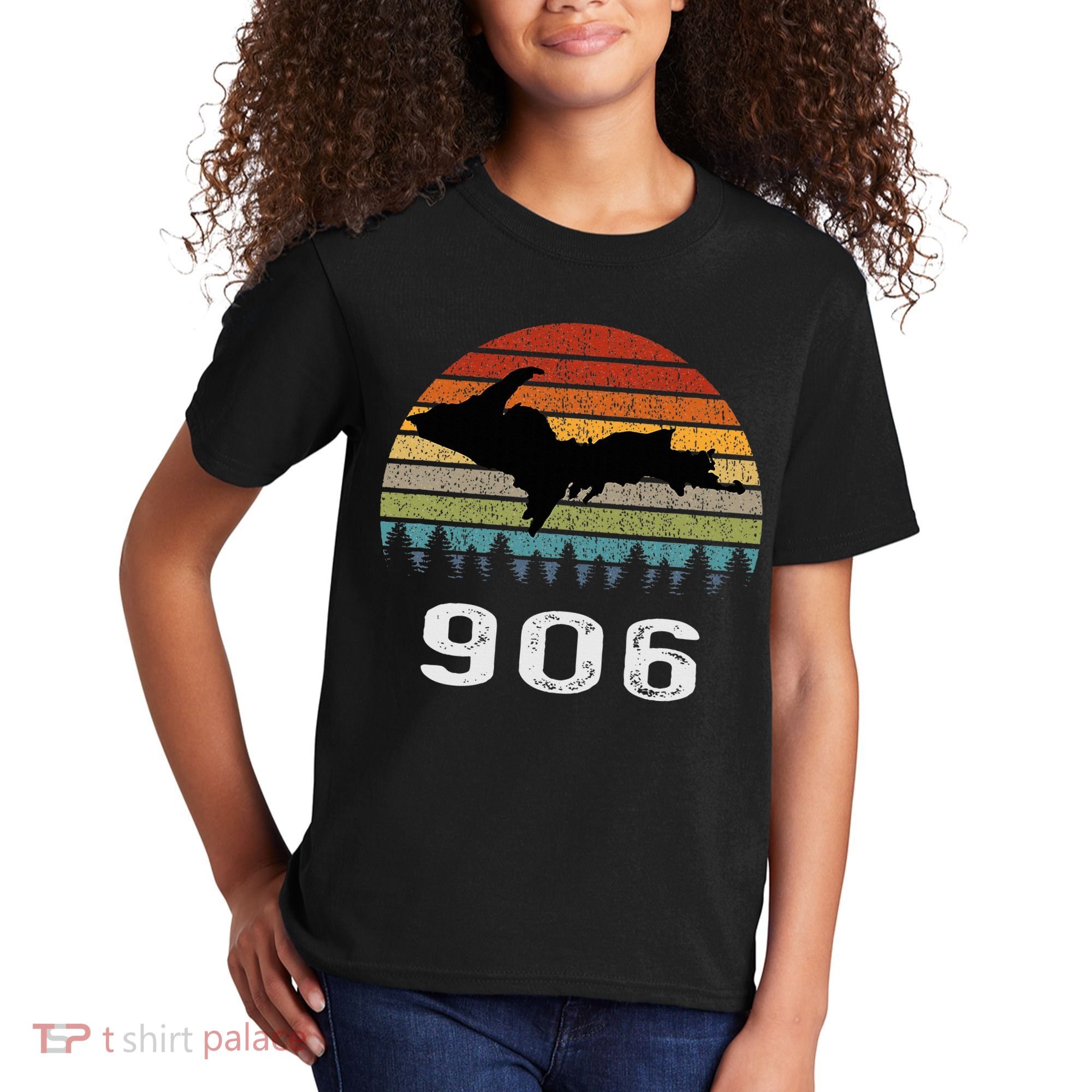 Upper Peninsula Michigan Mi Up Retro 906 Yooper Kids T-Shirt