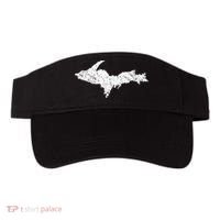 Upper Peninsula Map Up Home Yooper Pride Michigan Roots Visor thumb 0