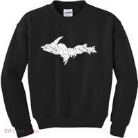Upper Peninsula Map Up Home Yooper Pride Michigan Roots Kids Sweatshirt thumb 0