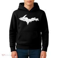 Upper Peninsula Map Up Home Yooper Pride Michigan Roots Kids Hoodie thumb 4