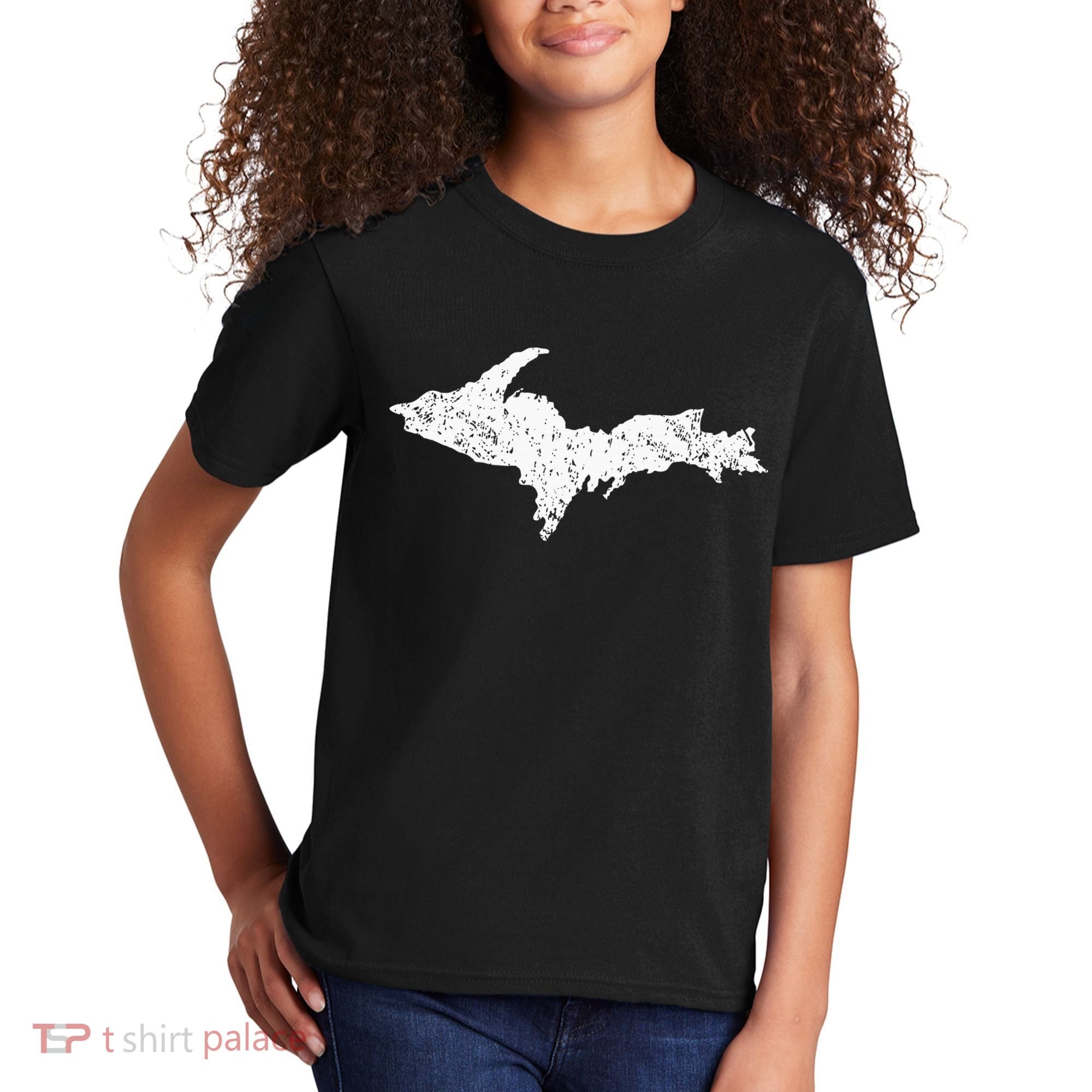 Upper Peninsula Map Up Home Yooper Pride Michigan Roots Kids T-Shirt