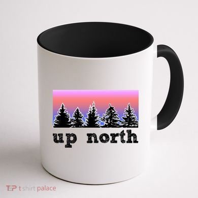 UpNorth Sunset Pine Tree Lake Life Nature Coffee Mug back
