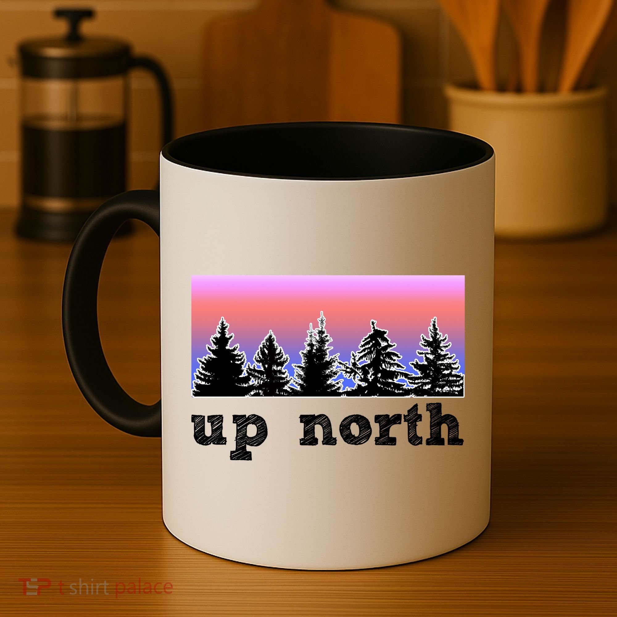 UpNorth Sunset Pine Tree Lake Life Nature Coffee Mug