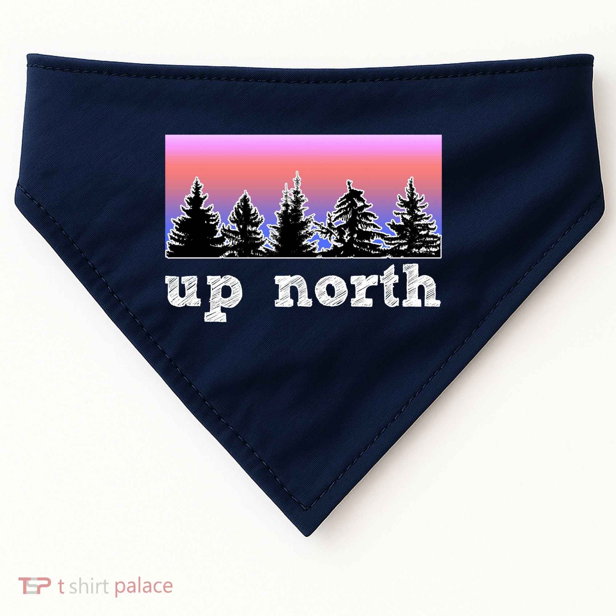 UpNorth Sunset Pine Tree Lake Life Nature USA-Made Doggie Bandana