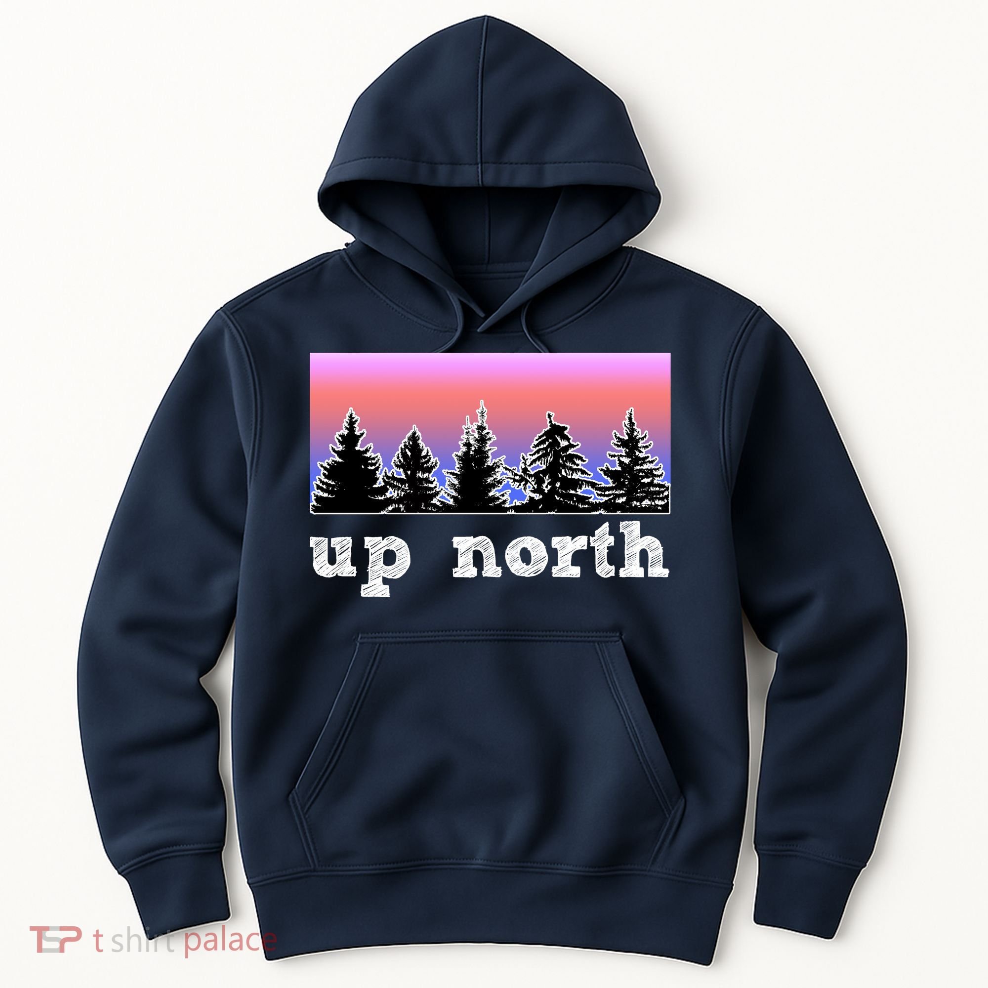 UpNorth Sunset Pine Tree Lake Life Nature Hoodie