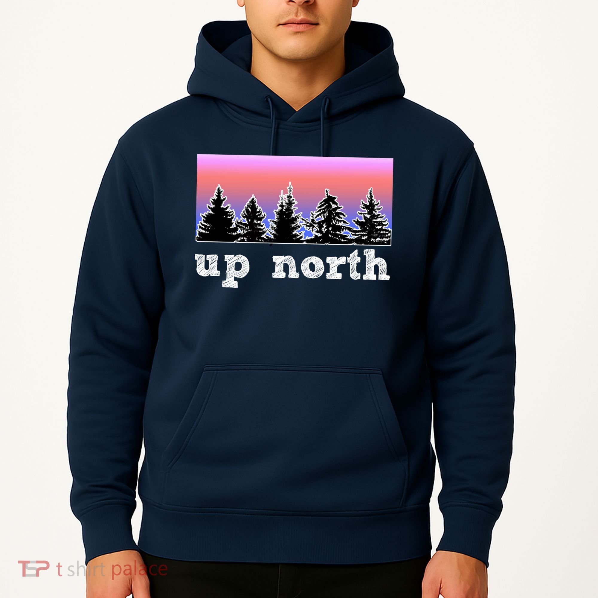 UpNorth Sunset Pine Tree Lake Life Nature Hoodie