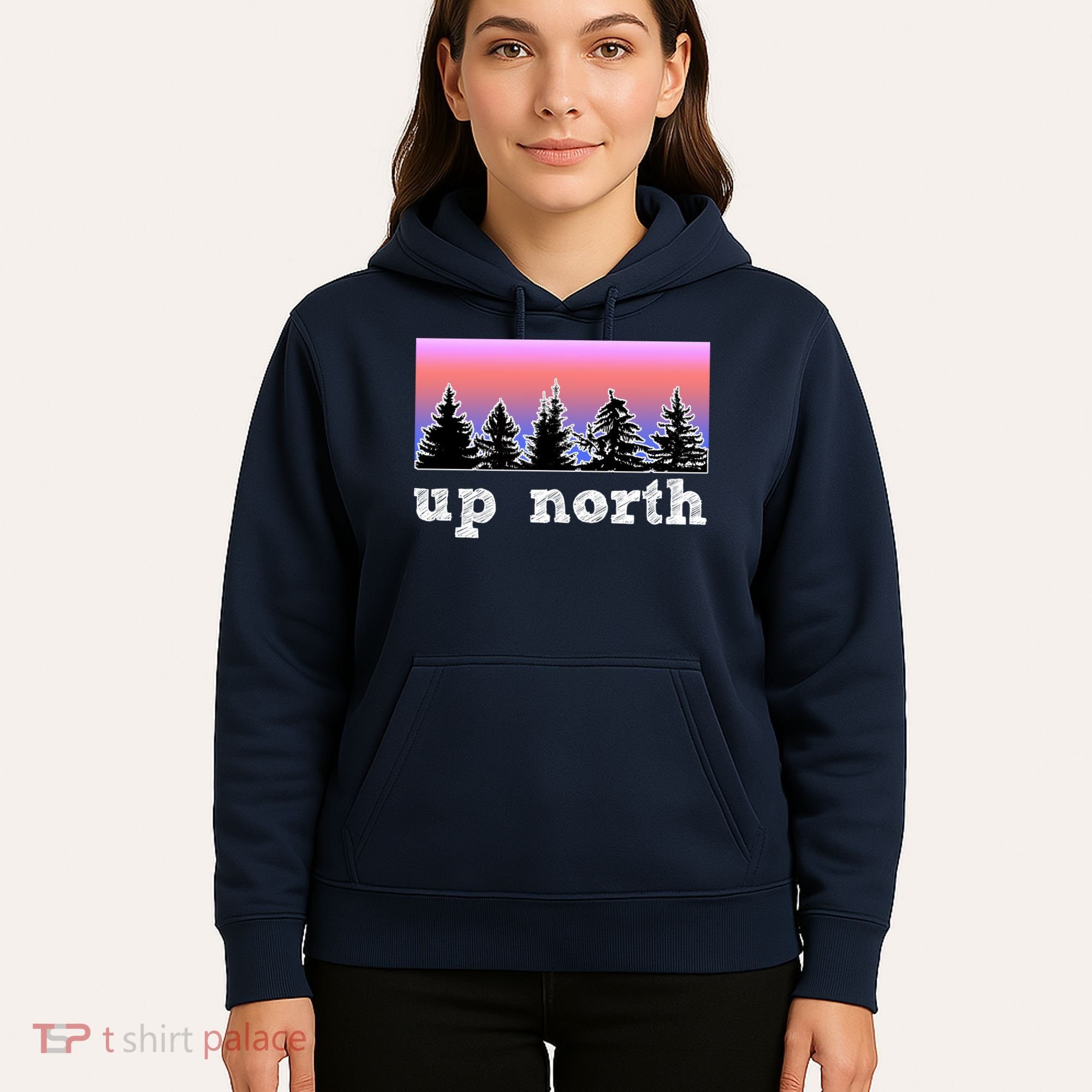UpNorth Sunset Pine Tree Lake Life Nature Hoodie