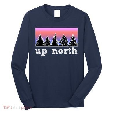 UpNorth Sunset Pine Tree Lake Life Nature Long Sleeve Shirt