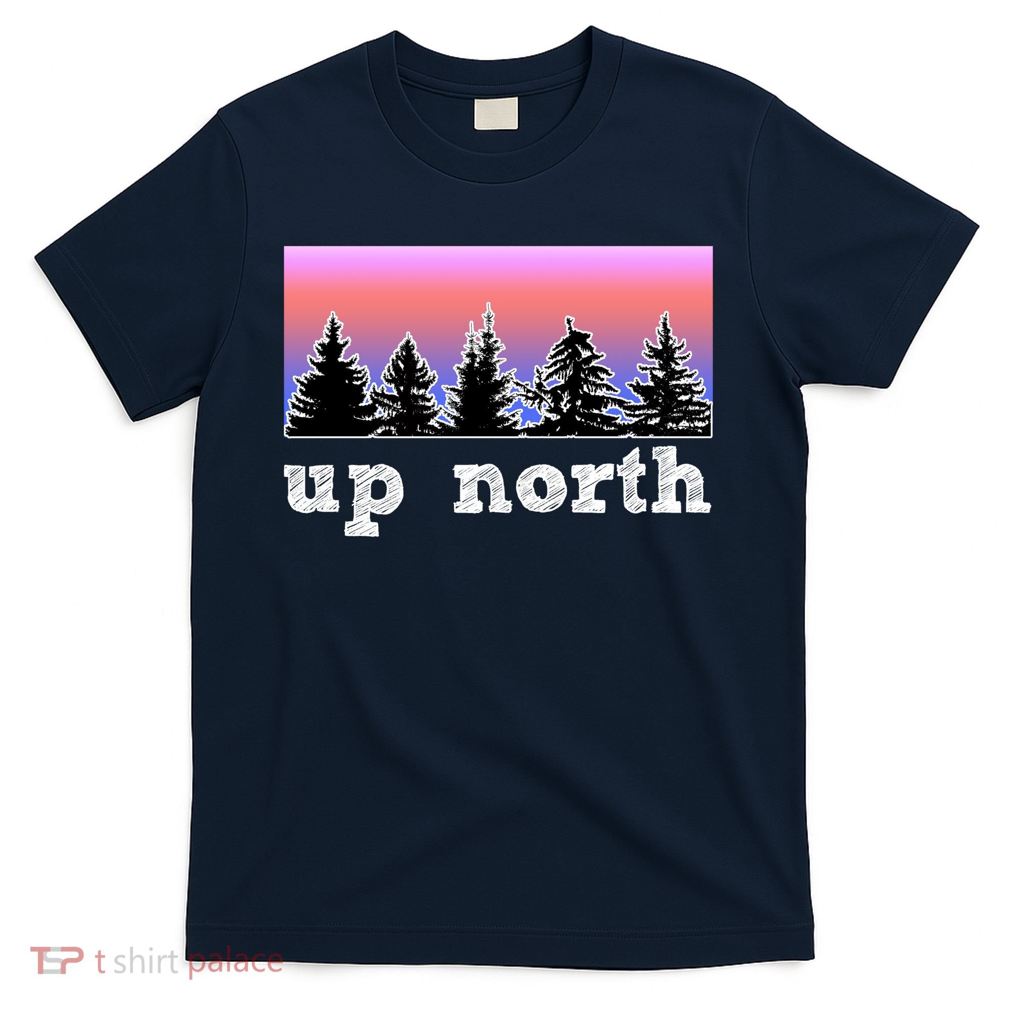 UpNorth Sunset Pine Tree Lake Life Nature T-Shirt