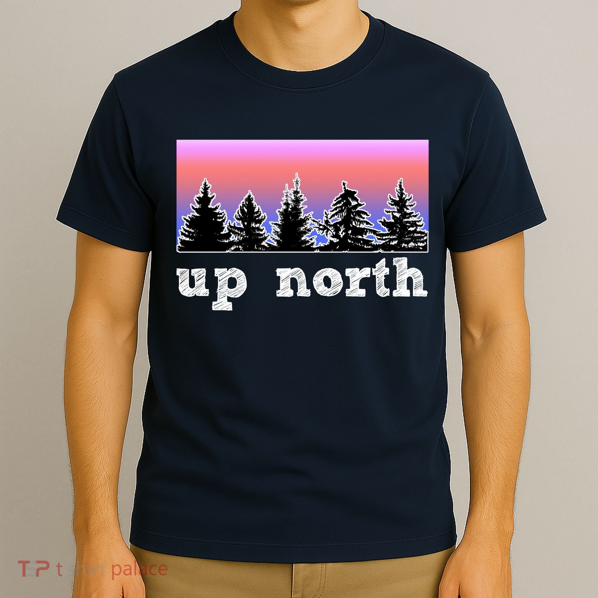 UpNorth Sunset Pine Tree Lake Life Nature T-Shirt