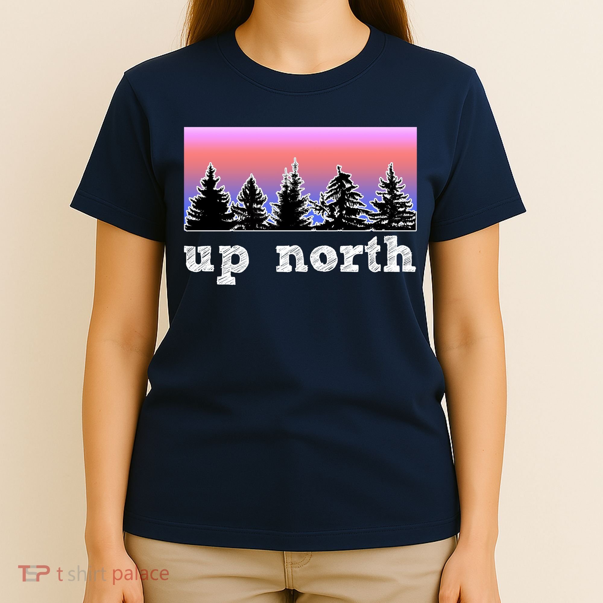 UpNorth Sunset Pine Tree Lake Life Nature T-Shirt