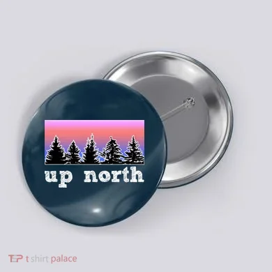 UpNorth Sunset Pine Tree Lake Life Nature Button