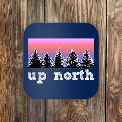 UpNorth Sunset Pine Tree Lake Life Nature Coaster