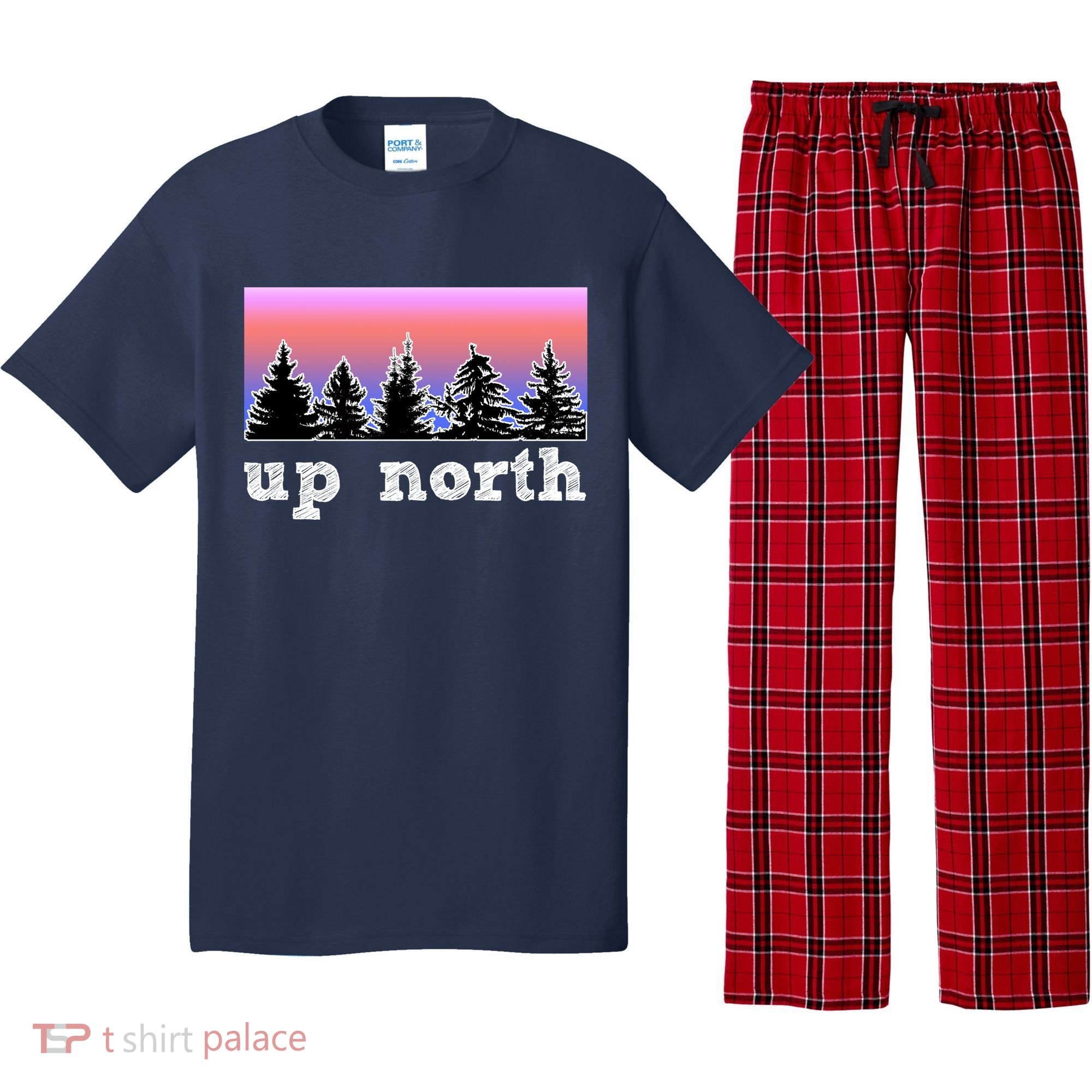 UpNorth Sunset Pine Tree Lake Life Nature Pajama Set