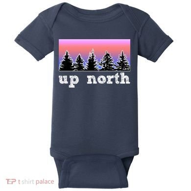 UpNorth Sunset Pine Tree Lake Life Nature Baby Bodysuit