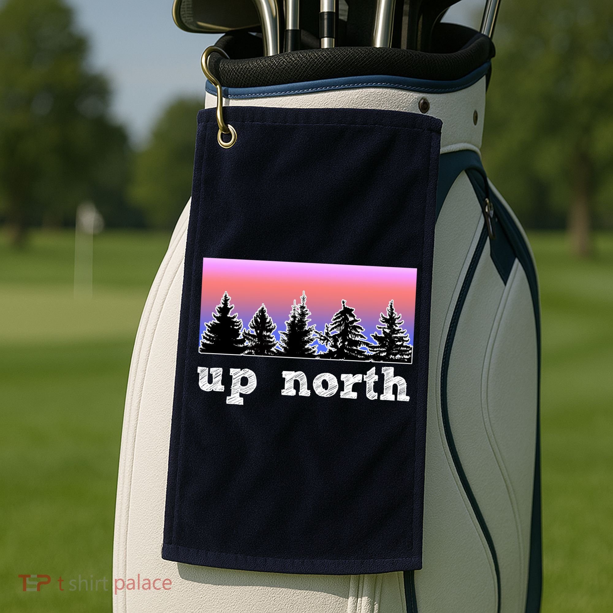 UpNorth Sunset Pine Tree Lake Life Nature Golf Towel