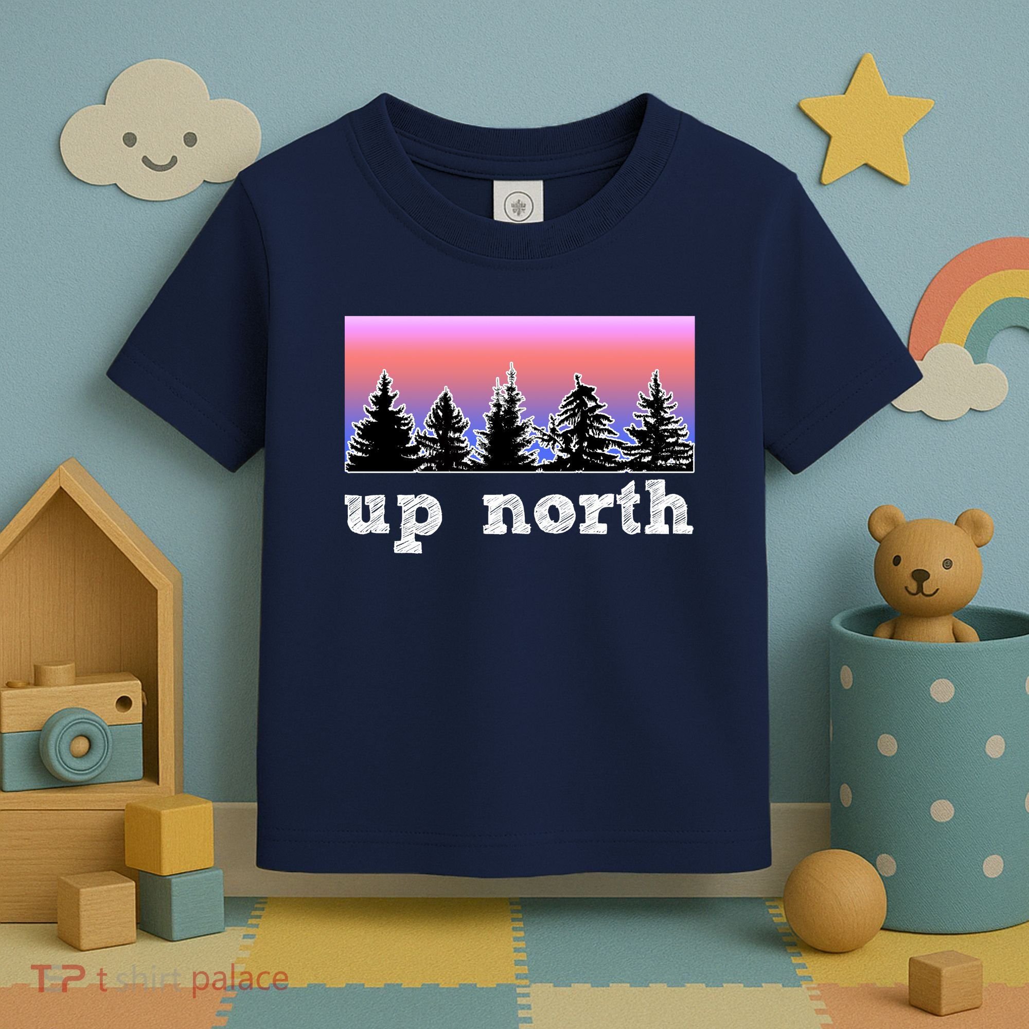 UpNorth Sunset Pine Tree Lake Life Nature Toddler T-Shirt