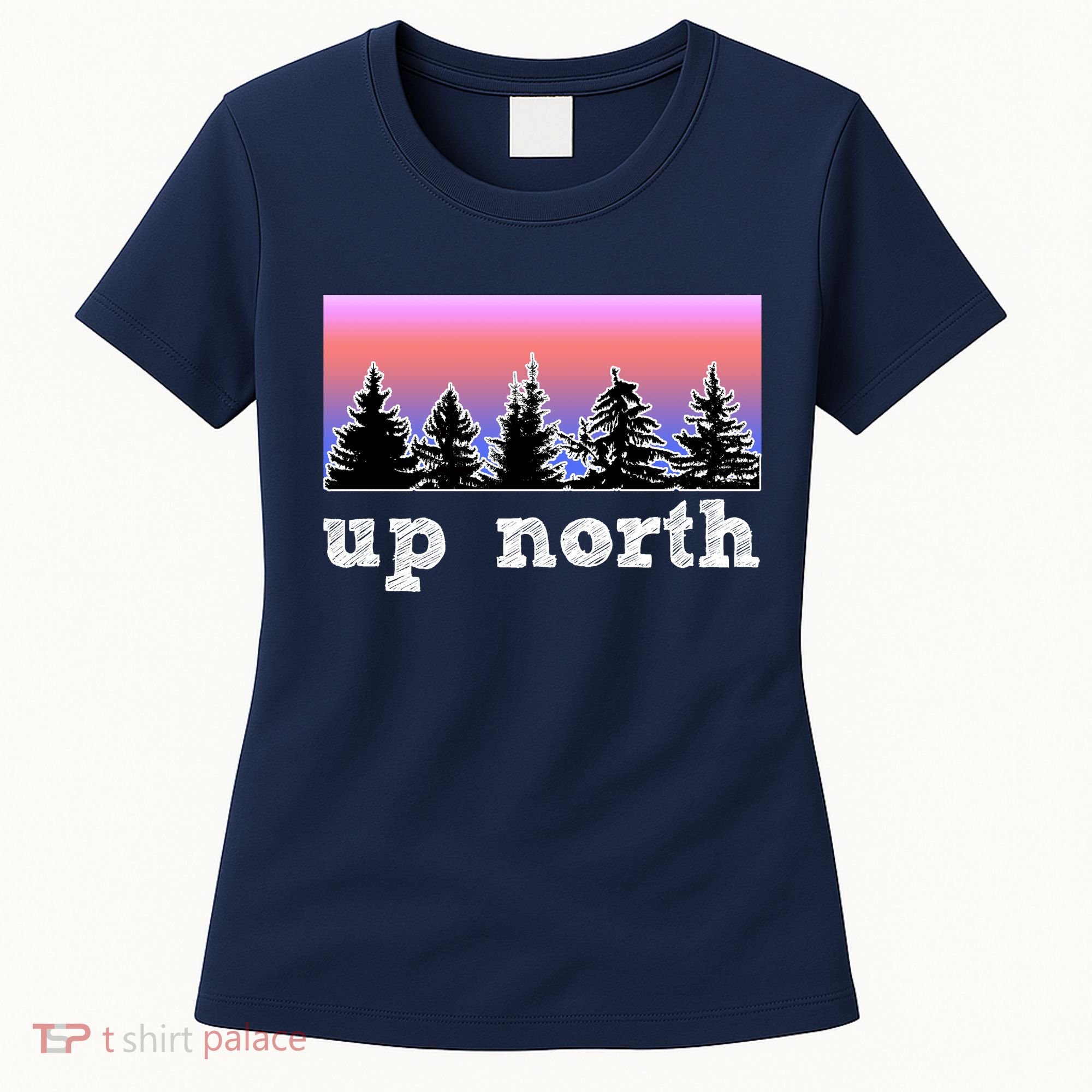 UpNorth Sunset Pine Tree Lake Life Nature Women's T-Shirt