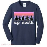 UpNorth Sunset Pine Tree Lake Life Nature Kids Long Sleeve Shirt thumb 0