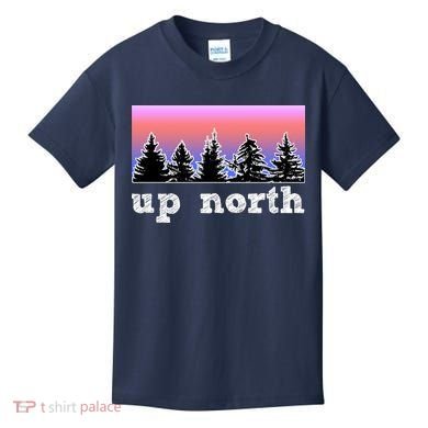 UpNorth Sunset Pine Tree Lake Life Nature Kids T-Shirt