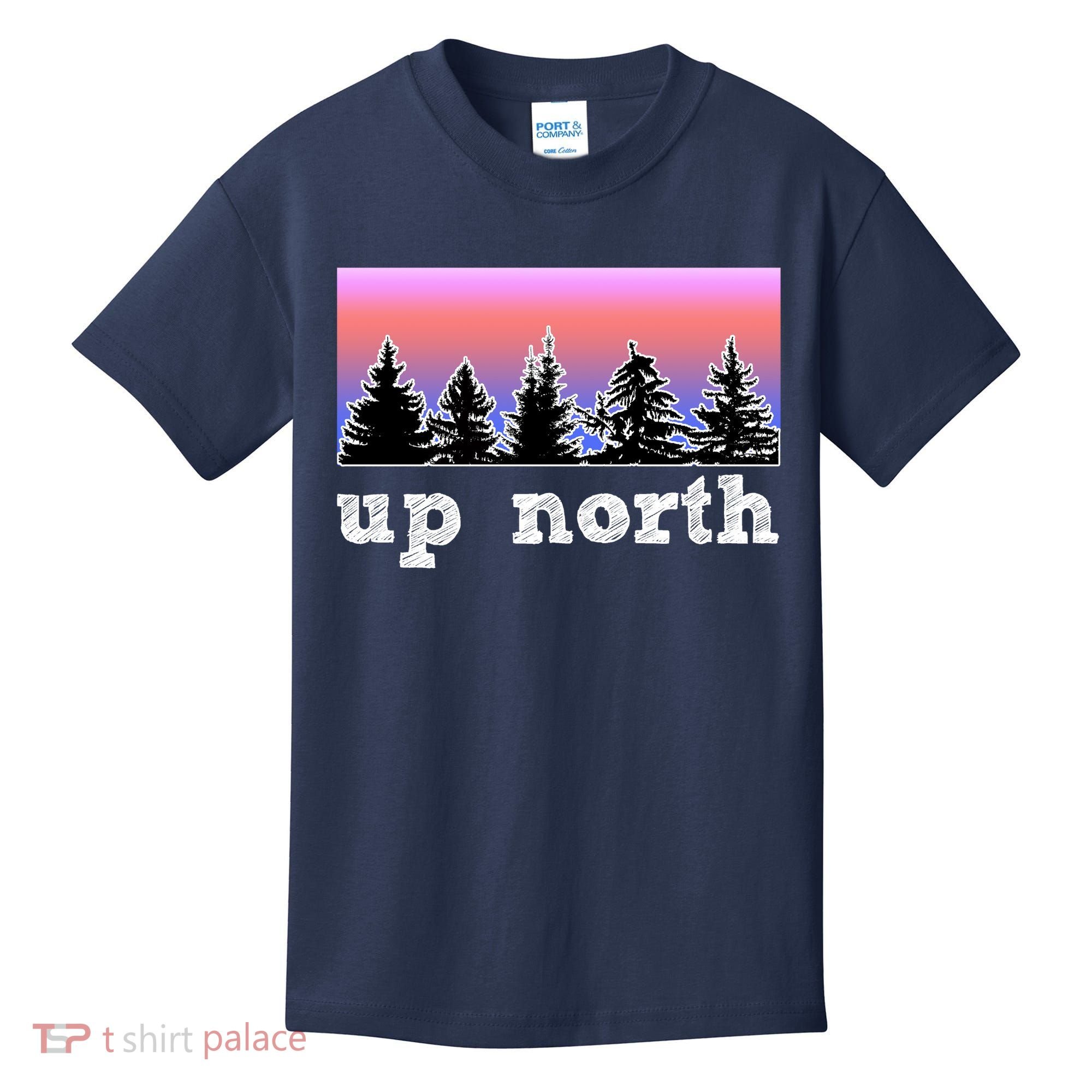 UpNorth Sunset Pine Tree Lake Life Nature Kids T-Shirt
