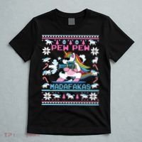Unicorn Pew Pew Madafakas Ugly Christmas Sweater T-Shirt thumb 5