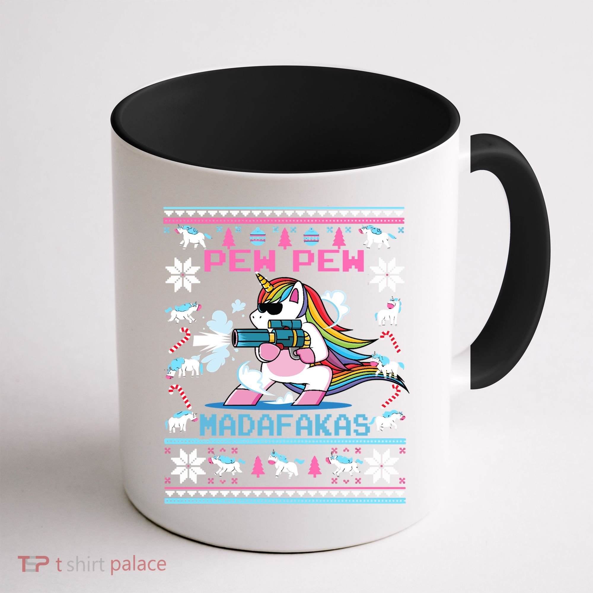 Unicorn Pew Pew Madafakas Ugly Christmas Sweater Coffee Mug