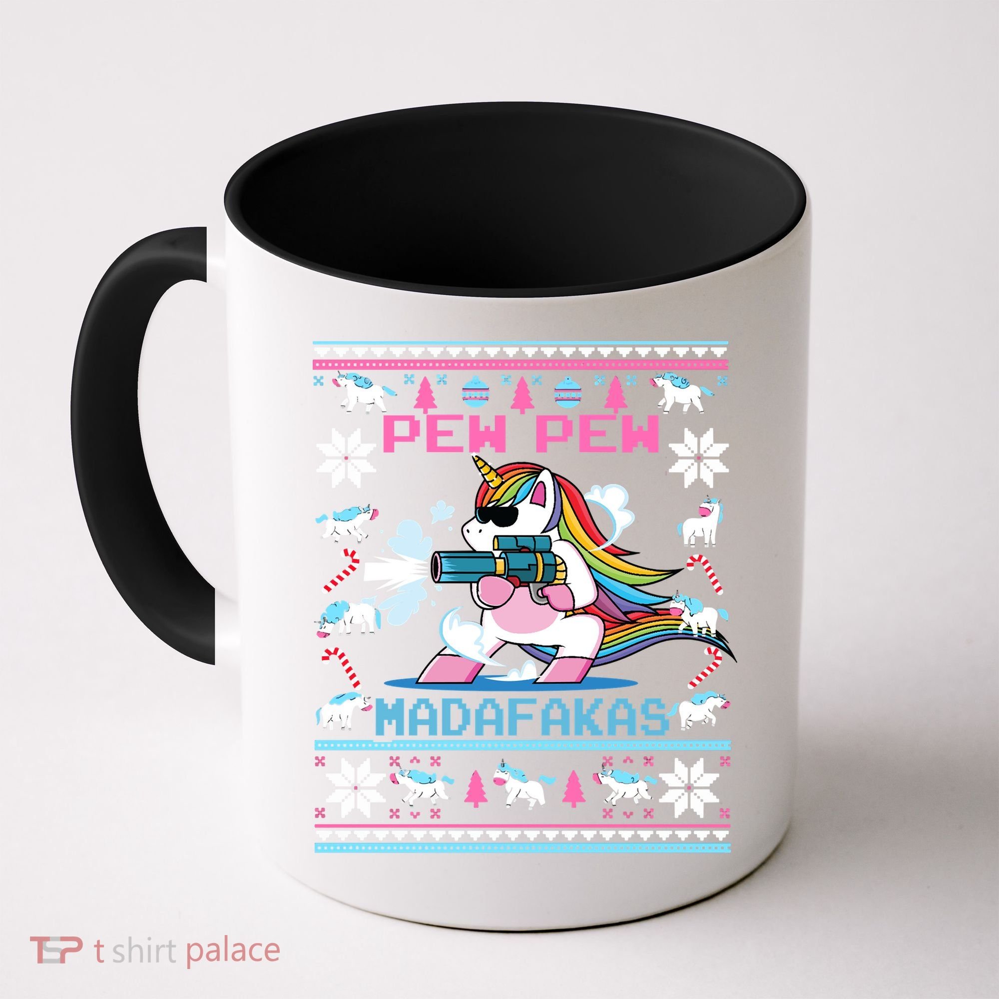 Unicorn Pew Pew Madafakas Ugly Christmas Sweater Coffee Mug