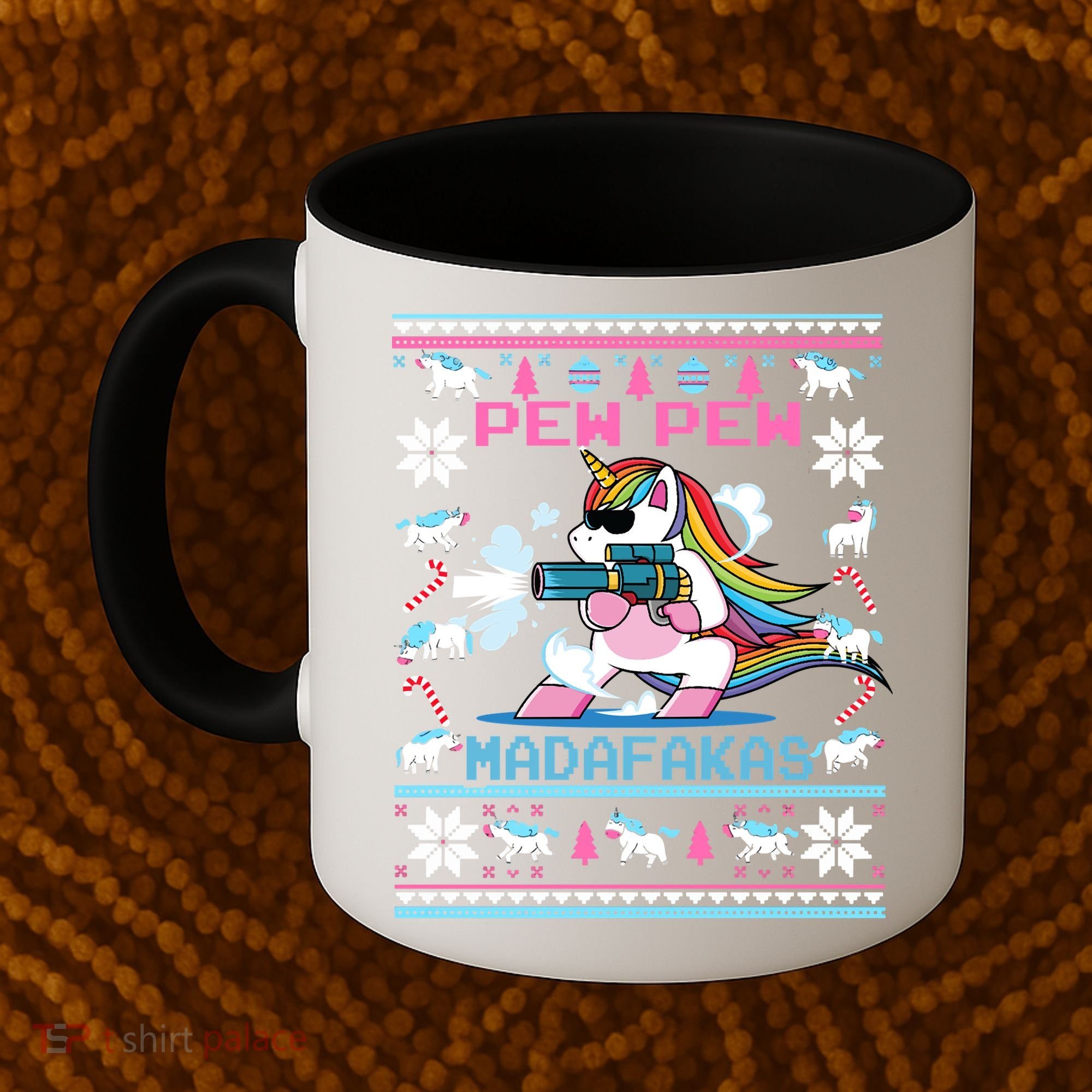 Unicorn Pew Pew Madafakas Ugly Christmas Sweater Coffee Mug