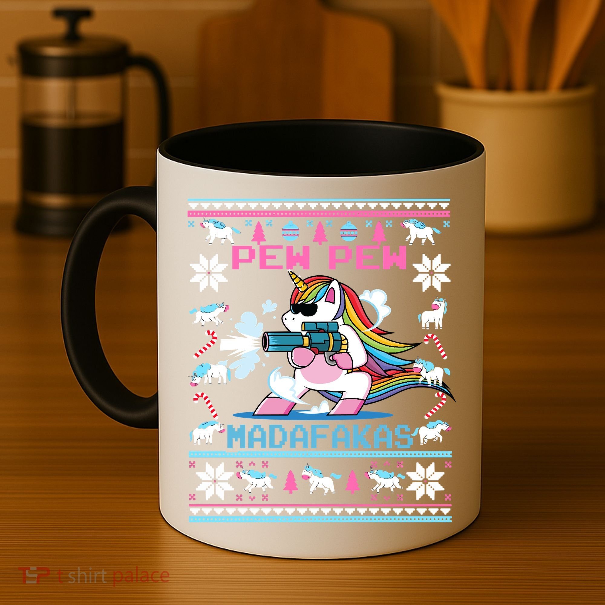 Unicorn Pew Pew Madafakas Ugly Christmas Sweater Coffee Mug