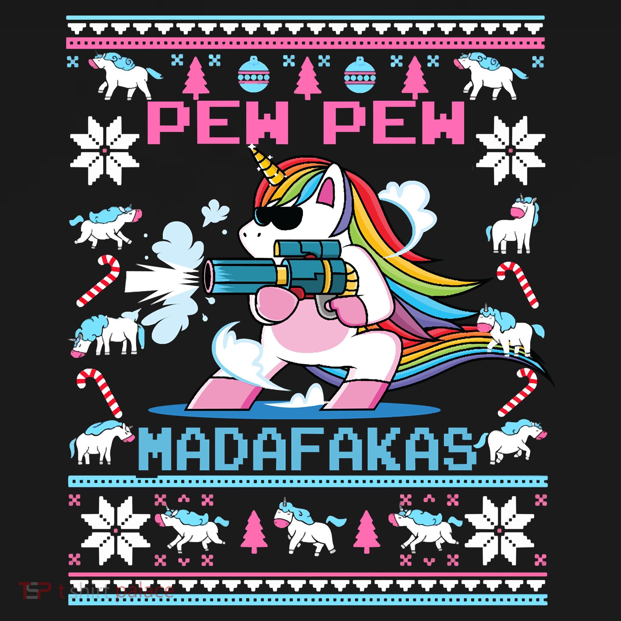 Unicorn Pew Pew Madafakas Ugly Christmas Sweater Women's Hoodie