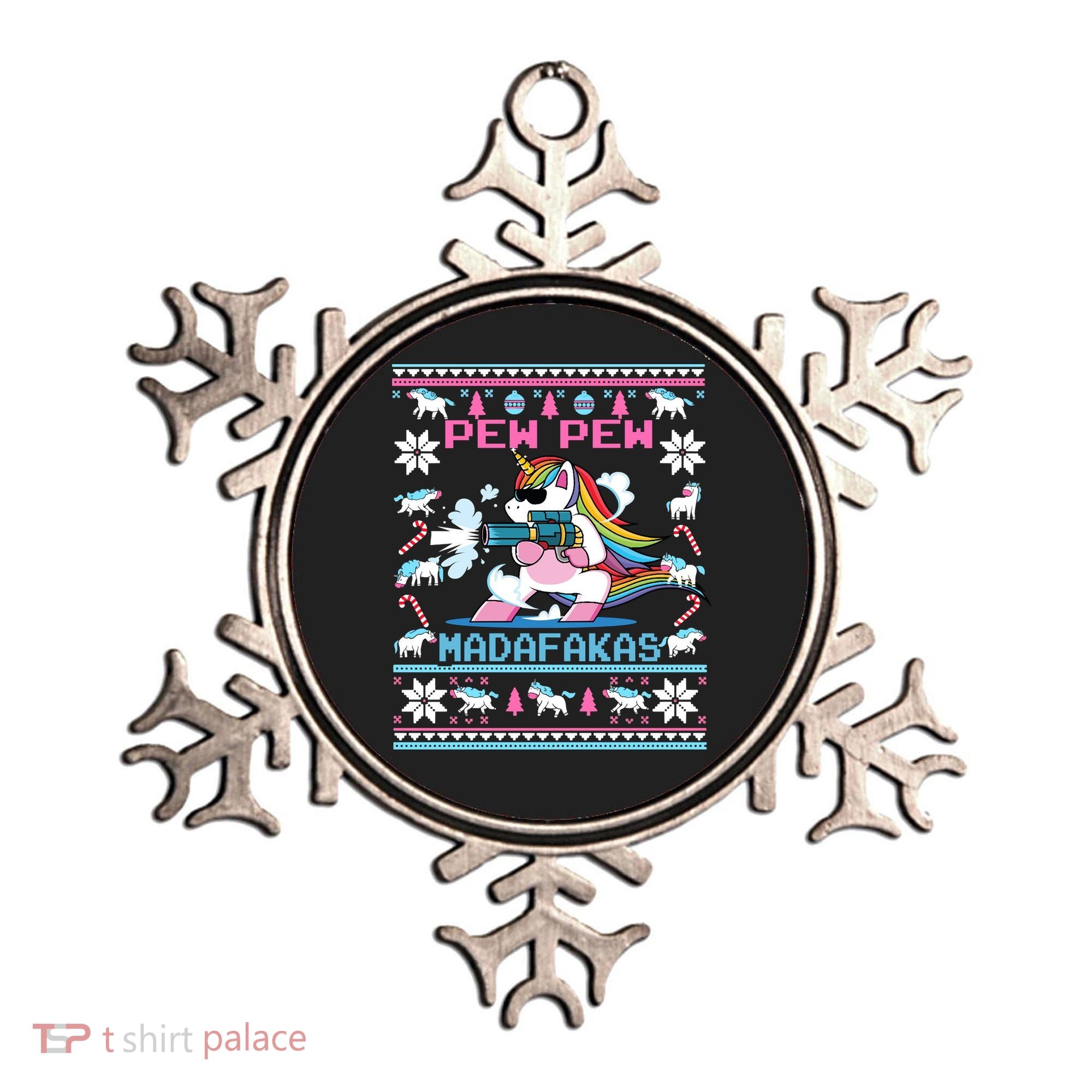Unicorn Pew Pew Madafakas Ugly Christmas Sweater Ornament