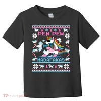 Unicorn Pew Pew Madafakas Ugly Christmas Sweater Toddler T-Shirt thumb 0