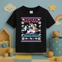 Unicorn Pew Pew Madafakas Ugly Christmas Sweater Toddler T-Shirt thumb 3