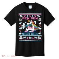 Unicorn Pew Pew Madafakas Ugly Christmas Sweater Kids T-Shirt thumb 0