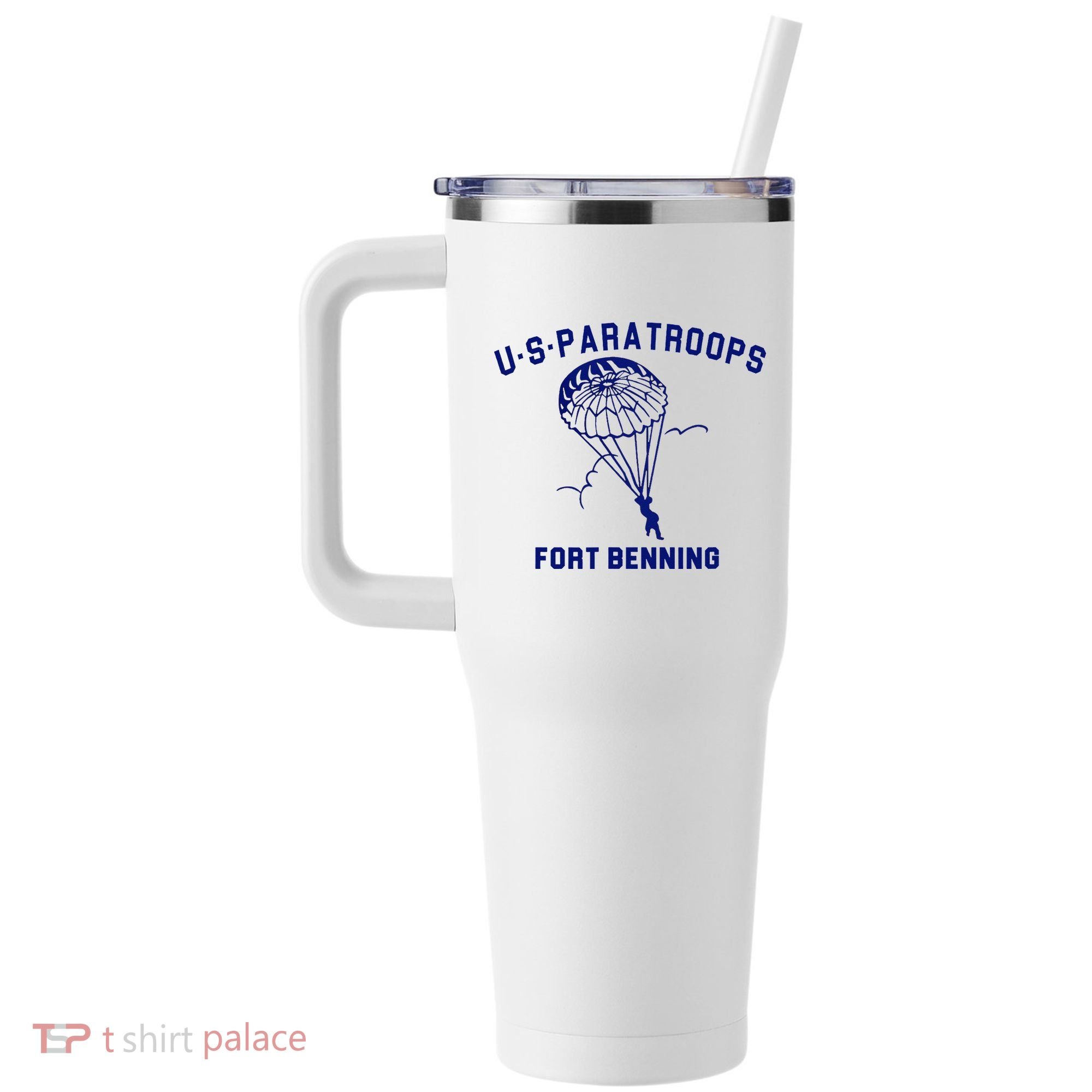 US Paratroops Paratroopers Fort Benning WW2 40oz Vacuum Insulated Stainless Steel Travel Tumbler