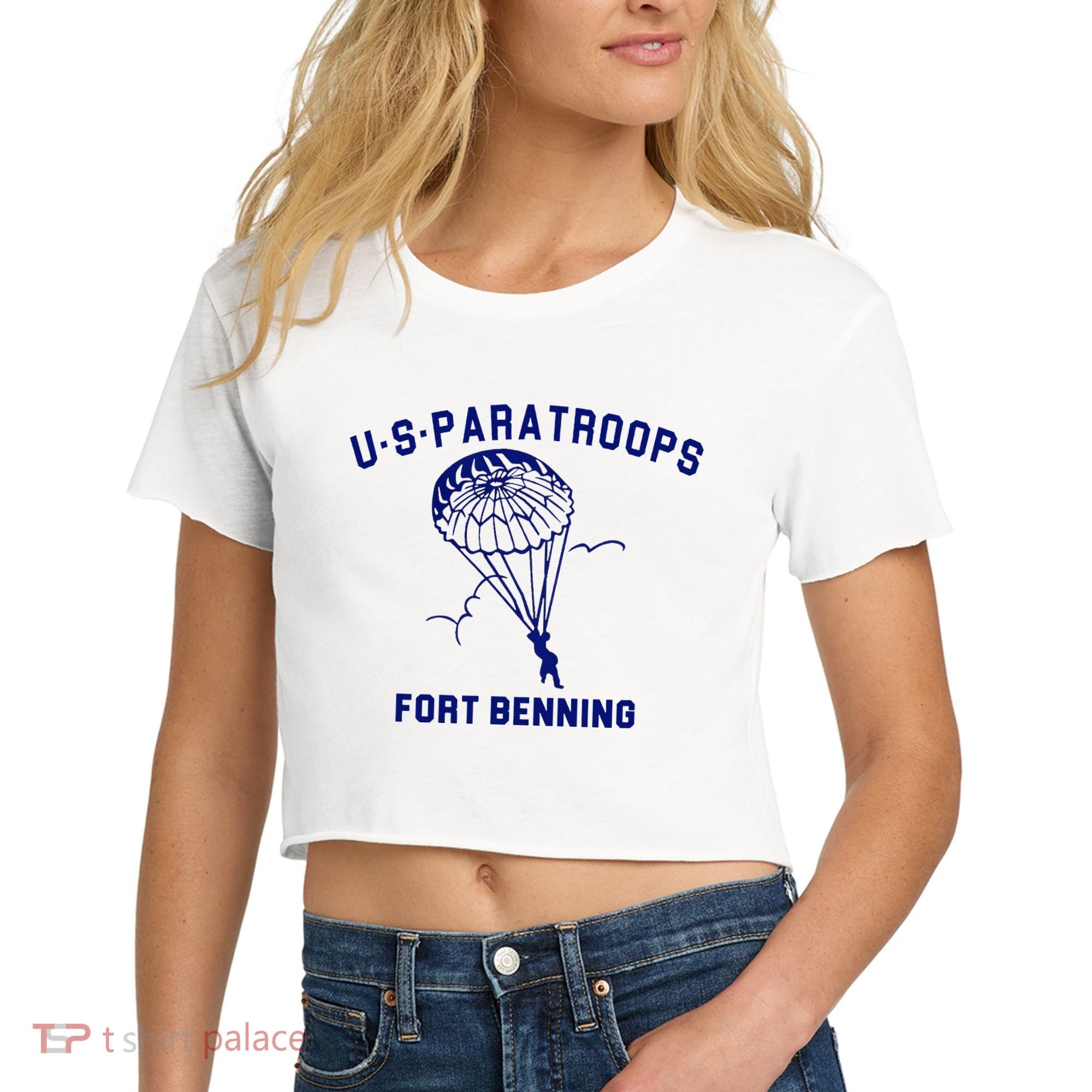 US Paratroops Paratroopers Fort Benning WW2 Women's Crop Top Tee
