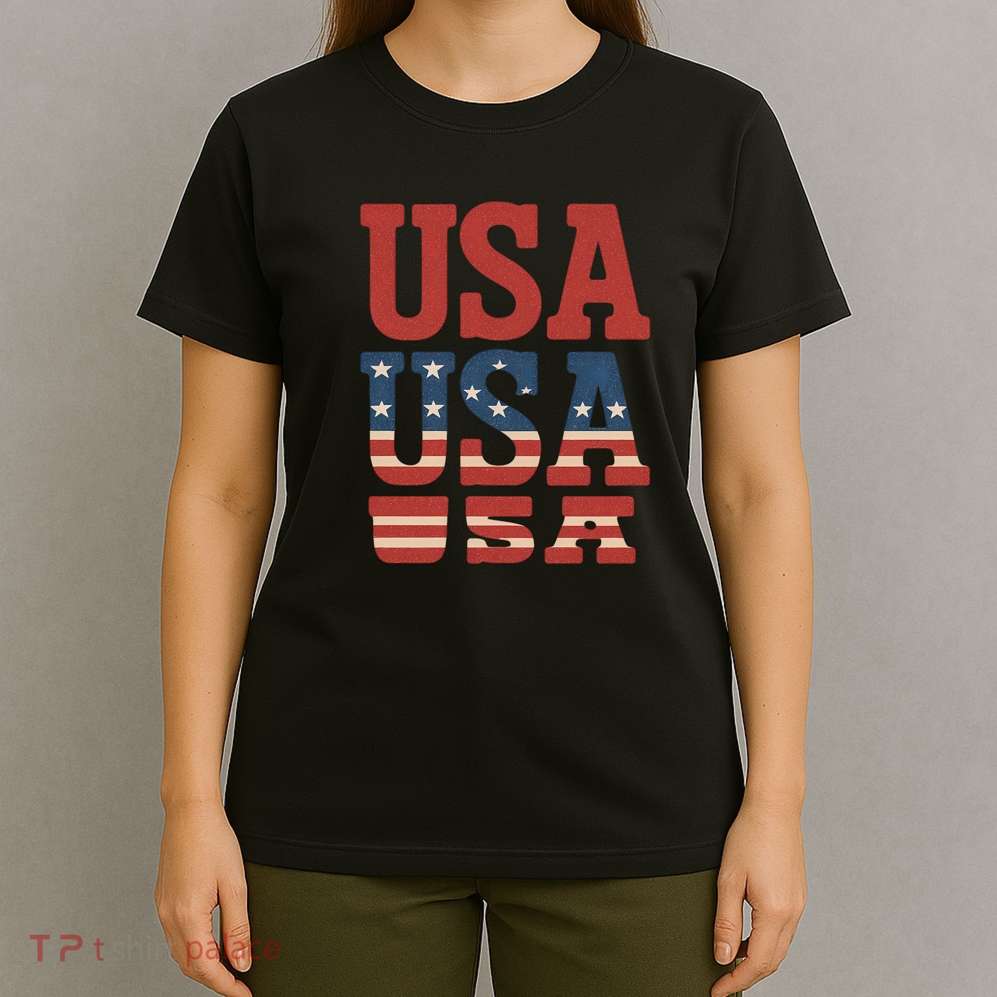 USA Patriotic Print T-Shirt