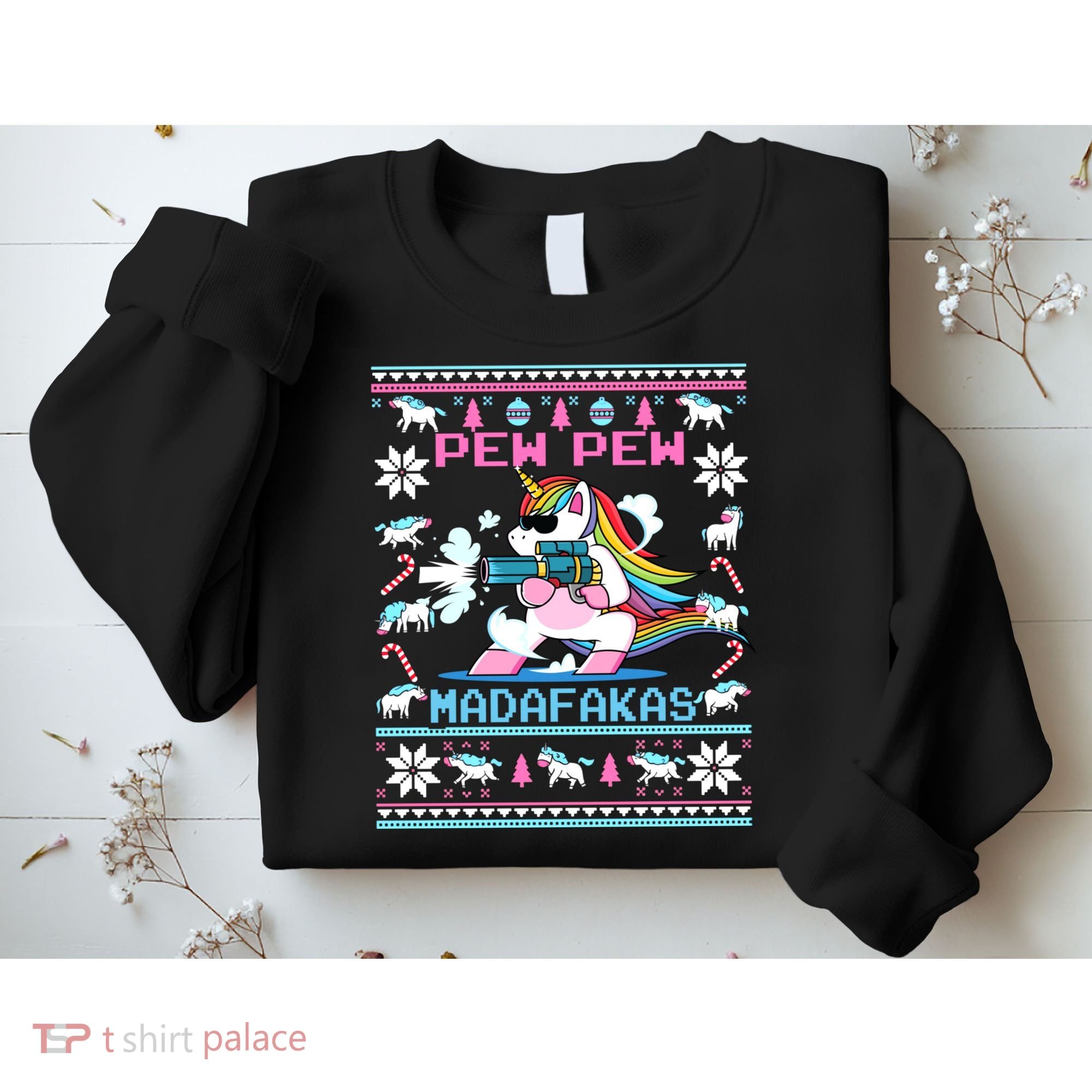 Unicorn Pew Pew Madafakas Ugly Christmas Sweater Sweatshirt
