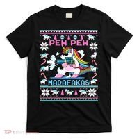 Unicorn Pew Pew Madafakas Ugly Christmas Sweater T-Shirt thumb 0