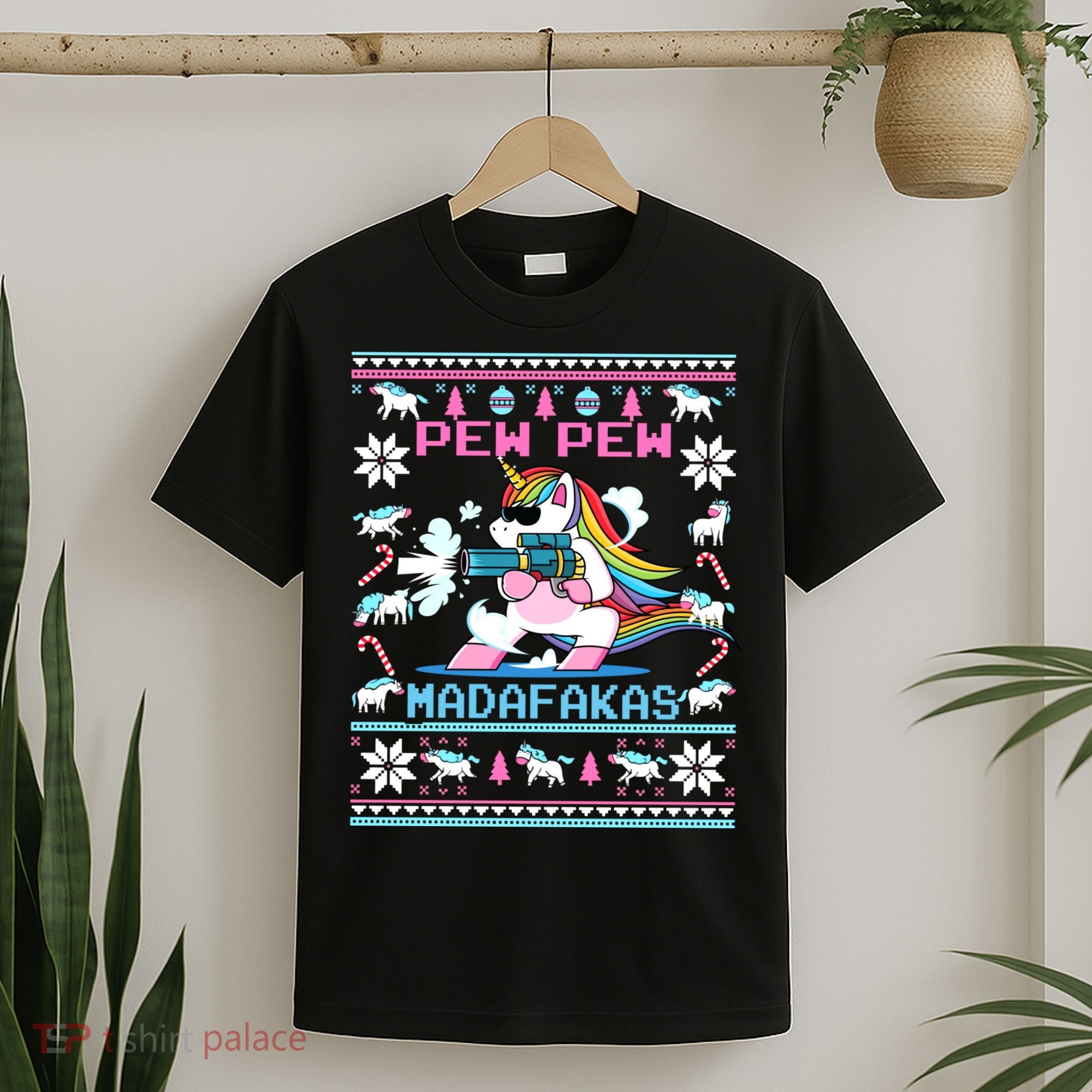 Unicorn Pew Pew Madafakas Ugly Christmas Sweater T-Shirt